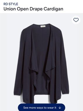 RD Style Navy Open Front Drape Cardigan